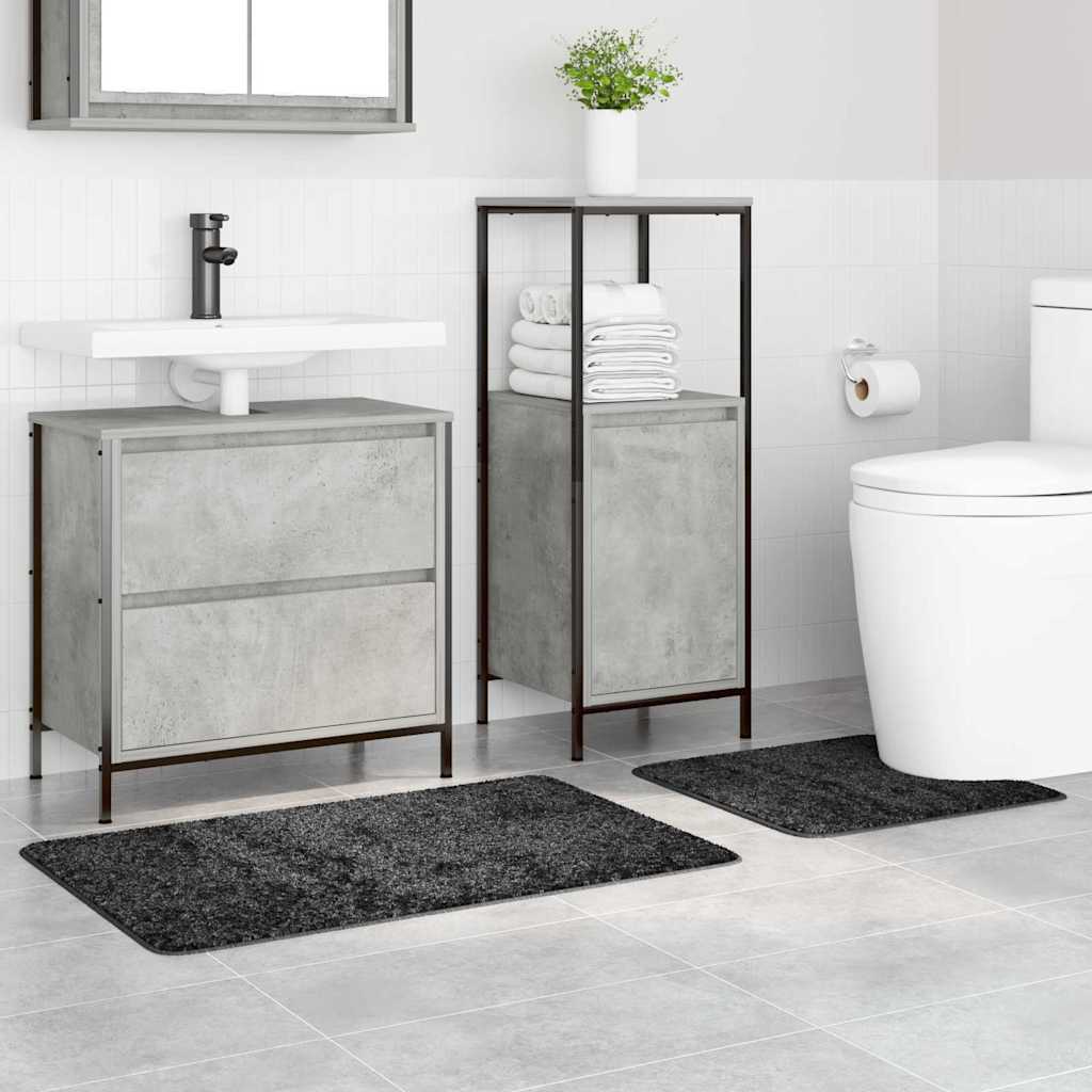 Conjunto de Tapetes de Banho Antiderrapantes 2 pcs Cinza Escuro