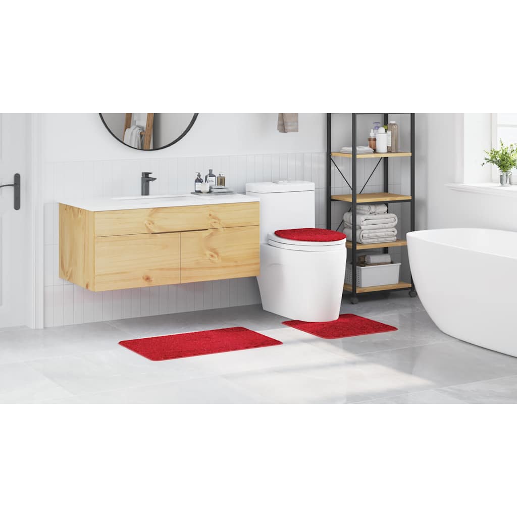 Conjunto de Tapetes de Banho Antiderrapantes 3 pcs Vermelho