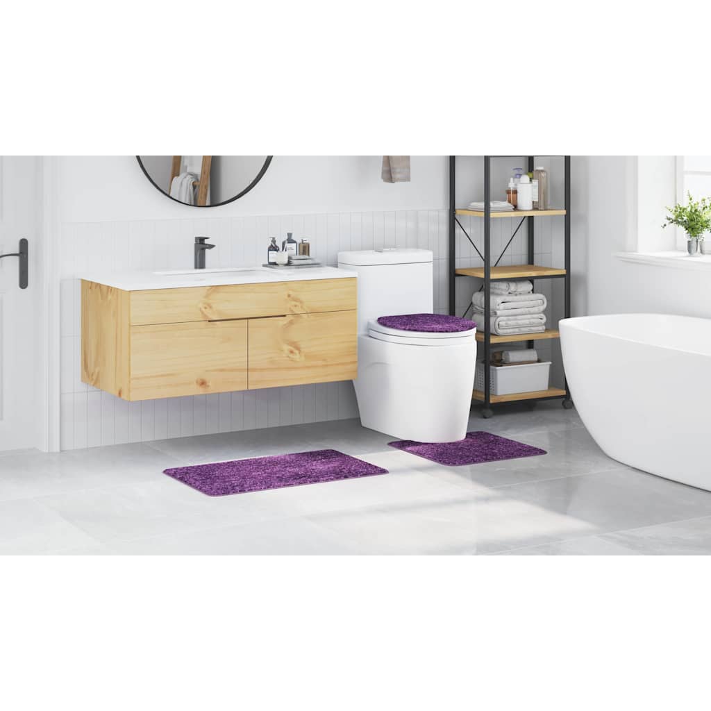 Conjunto de Tapetes de Banho Antiderrapantes 3 pcs Roxo