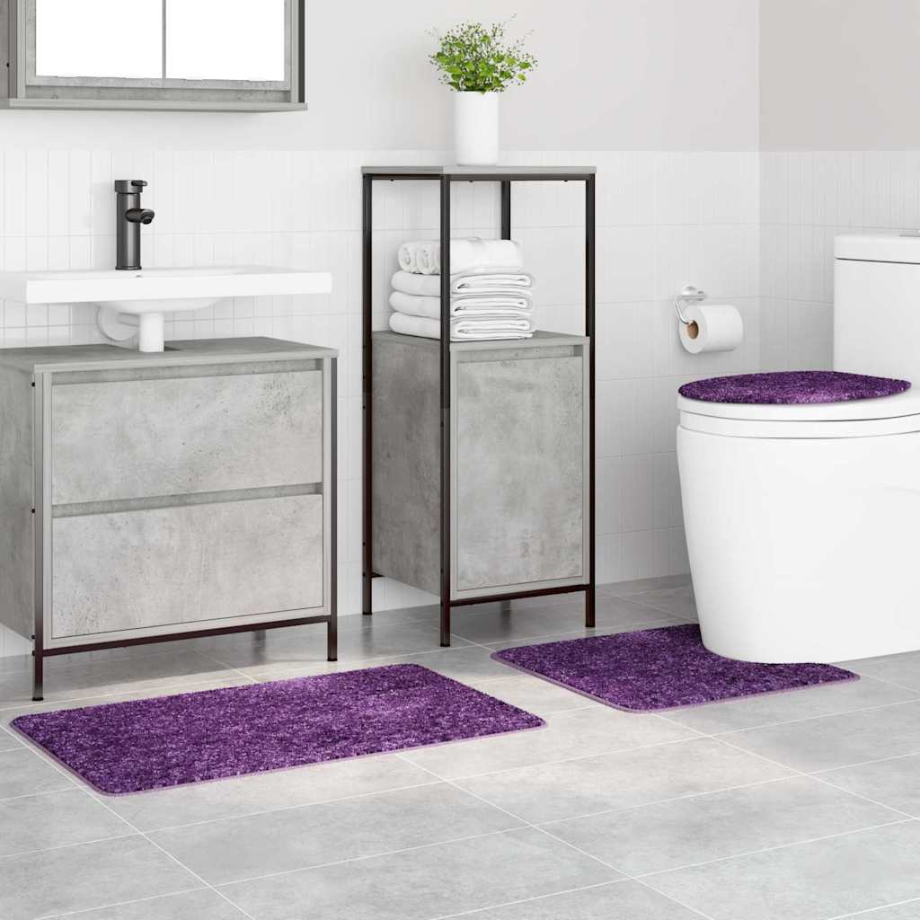 Conjunto de Tapetes de Banho Antiderrapantes 3 pcs Roxo