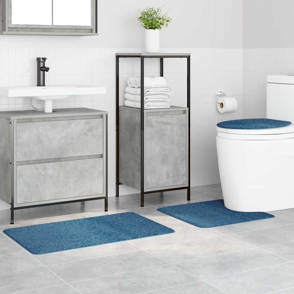 Conjunto de Tapetes de Banho Antiderrapantes 3 pcs Azul