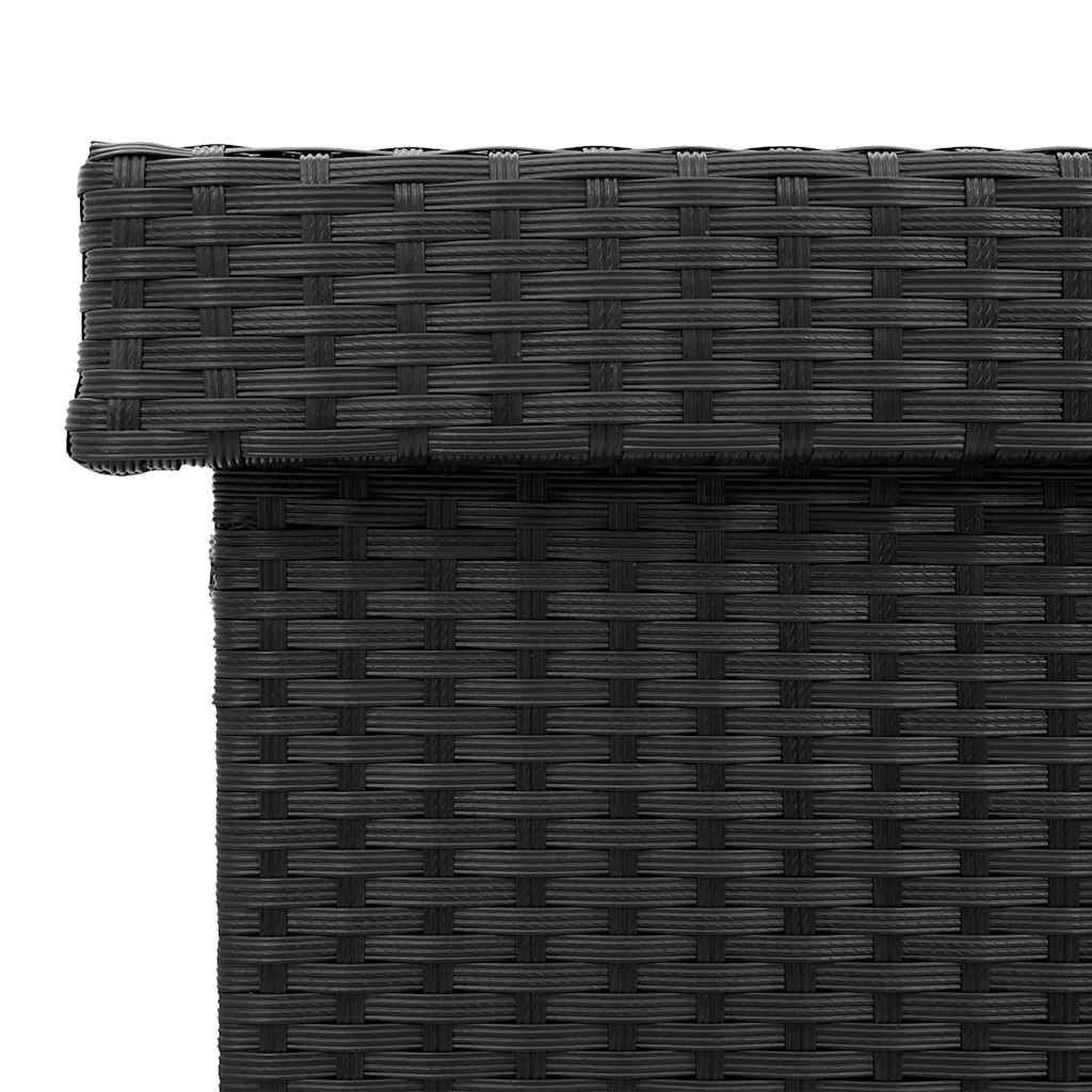 Caixa de arrumação jardim com rodas 160x55x75 cm vime PE preto