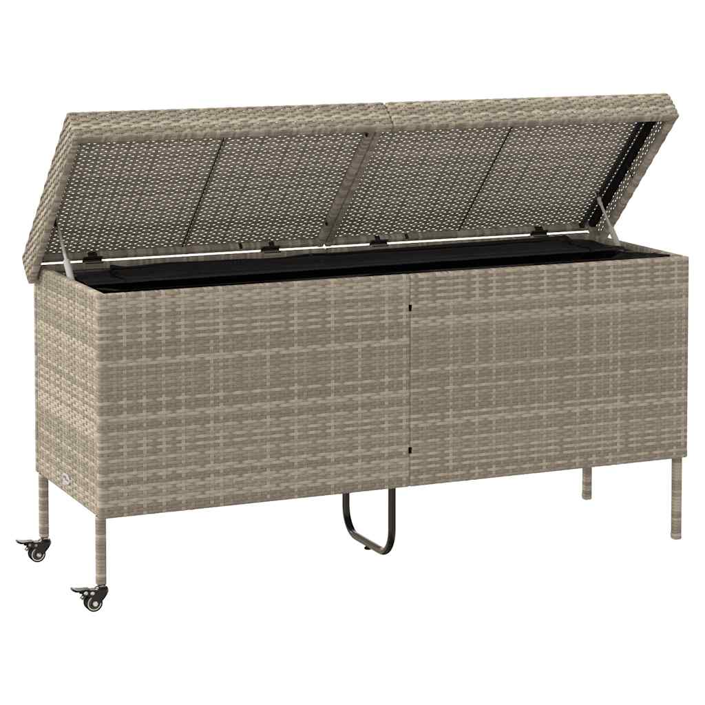 Caixa de arrumação com rodas 160x55x75 cm vime PE cinza-claro