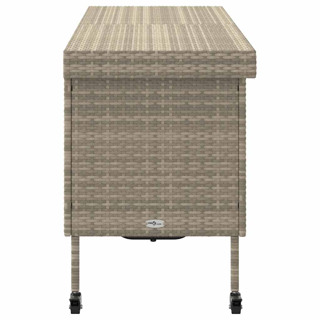 Caixa de arrumação com rodas 160x55x75 cm vime PE cinza-claro