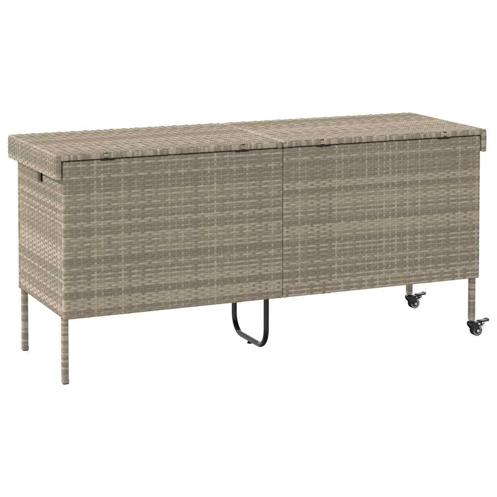 Caixa de arrumação com rodas 160x55x75 cm vime PE cinza-claro