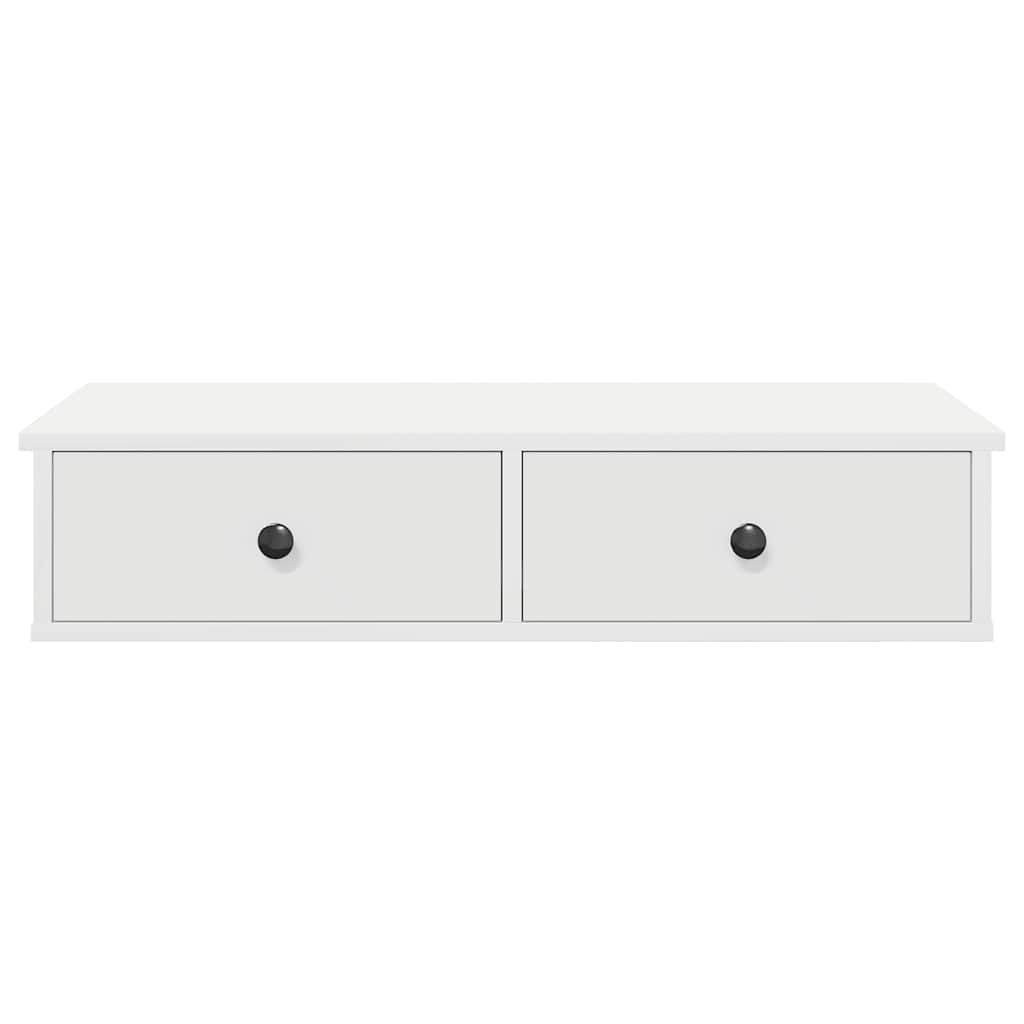 Prateleira parede c/ gavetas 80x34x17 cm deriv. madeira branco