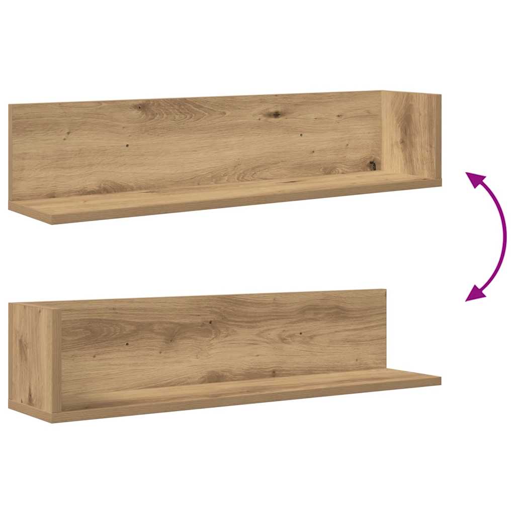Prateleiras de parede 2pcs derivados madeira carvalho artisiano
