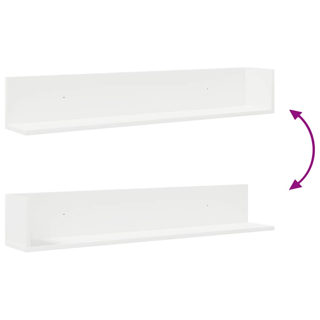 Estantes parede 2pcs 100x16,5x16,5 cm derivados madeira branco