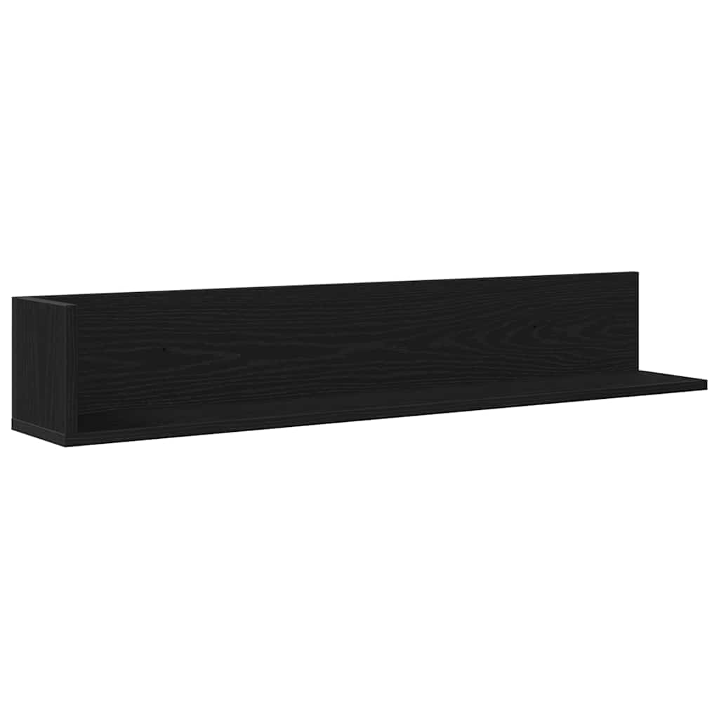 Prateleiras parede 2pcs 100x16,5x16,5cm derivados madeira preto