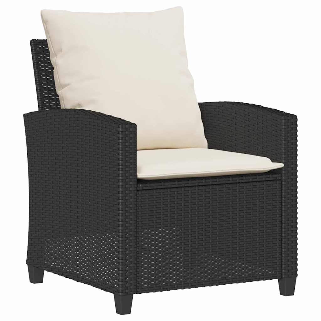 4 pcs conjunto de sofás para jardim c/ almofadões vime PE preto