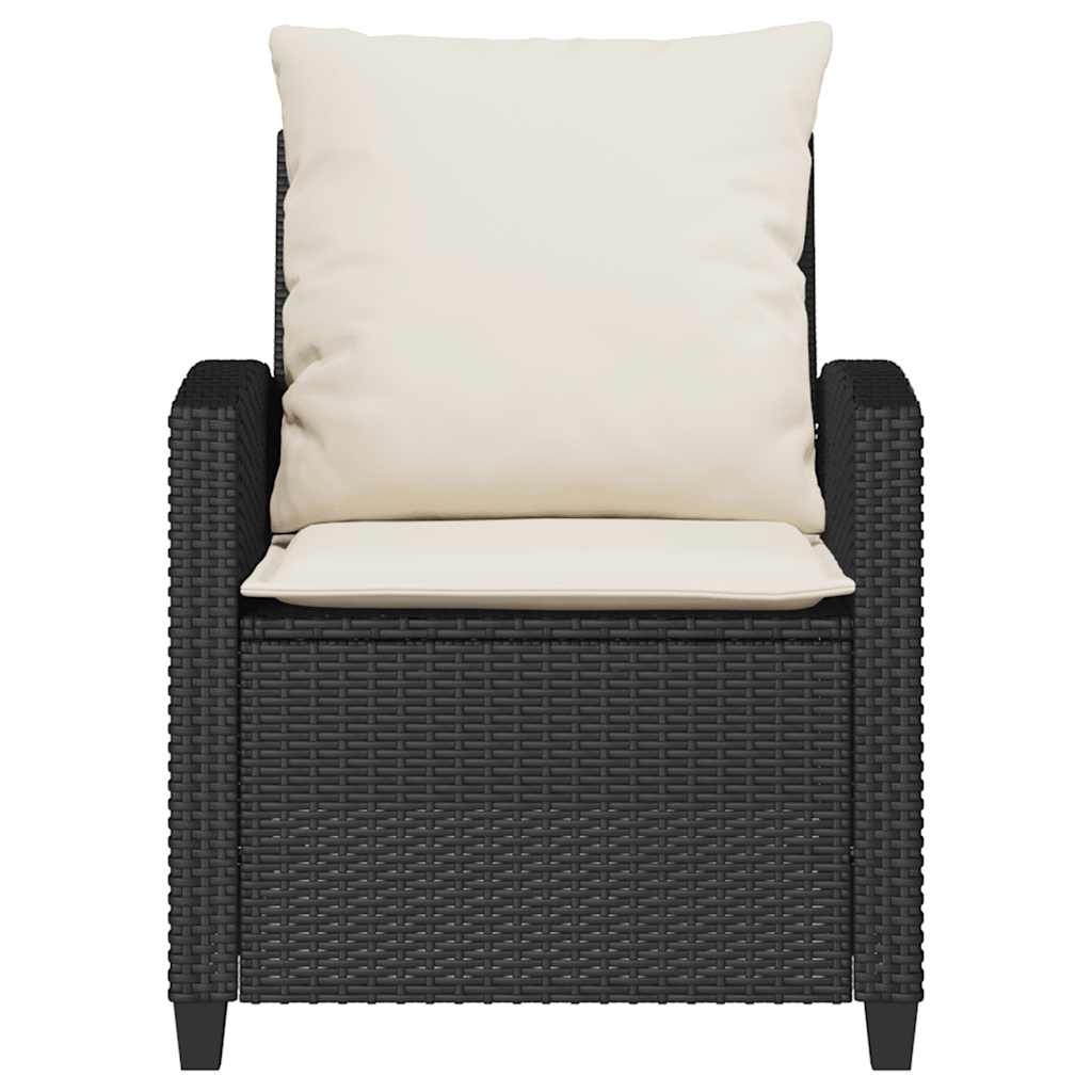 4 pcs conjunto de sofás para jardim c/ almofadões vime PE preto
