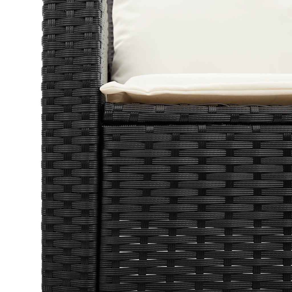 4 pcs conjunto de sofás para jardim c/ almofadões vime PE preto