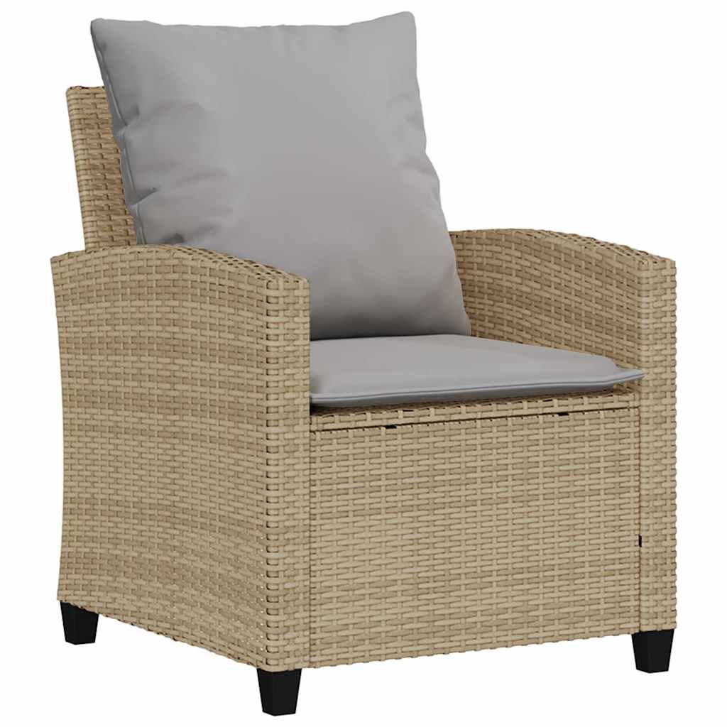 4 pcs conjunto de sofás para jardim c/ almofadões vime PE bege