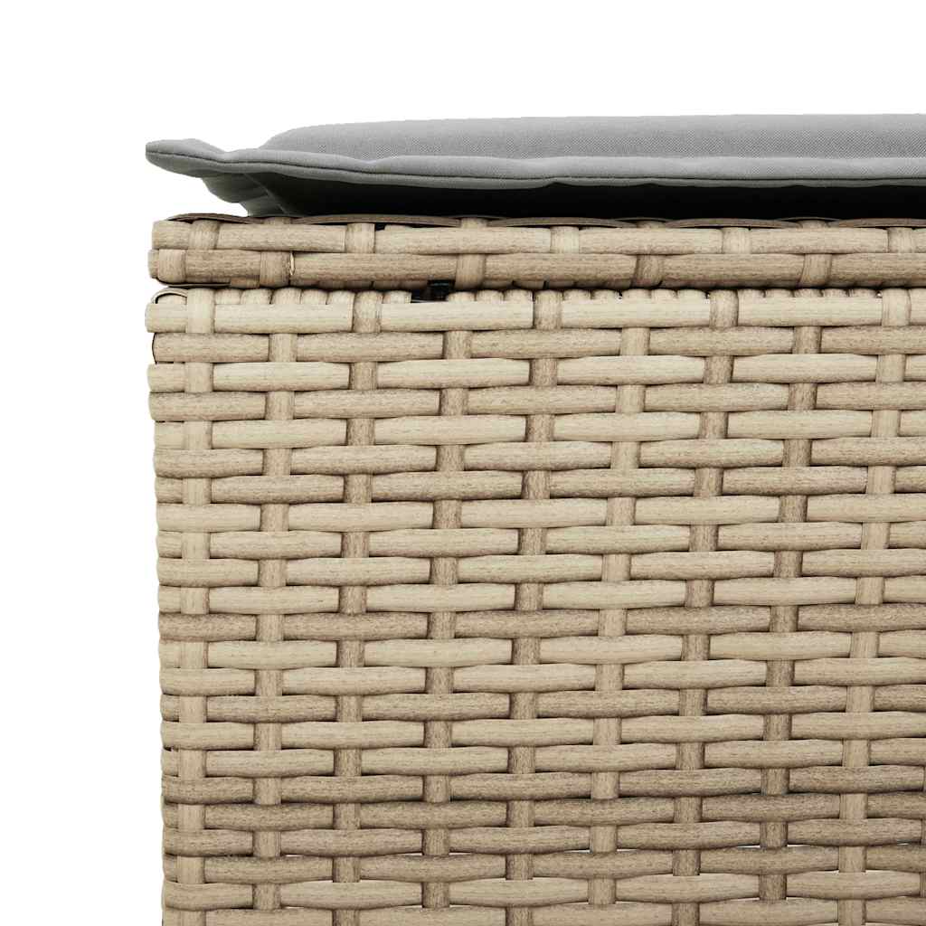 4 pcs conjunto de sofás para jardim c/ almofadões vime PE bege