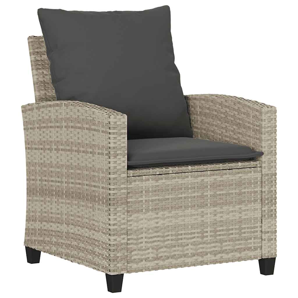 4 pcs conj. sofás jardim c/ almofadões vime PE cinzento-claro