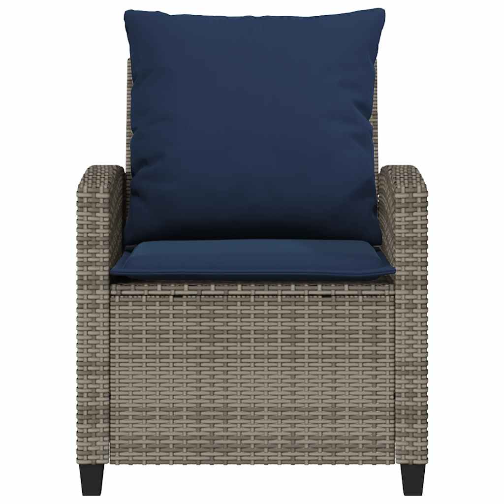 4 pcs conjunto sofás de jardim c/ almofadões vime PE cinzento
