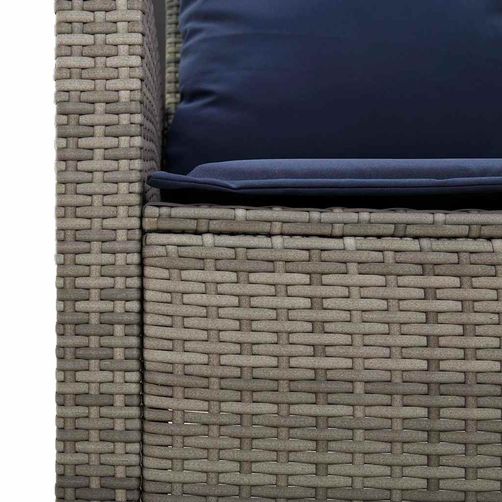 4 pcs conjunto sofás de jardim c/ almofadões vime PE cinzento