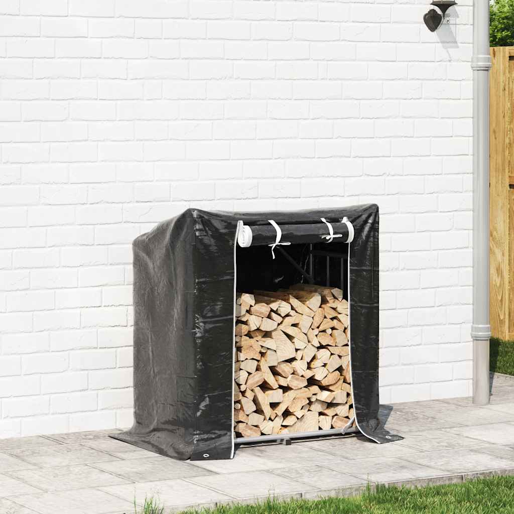Rack de lenha com tampa de chuva 101x61x110,5cm aço galvanizado