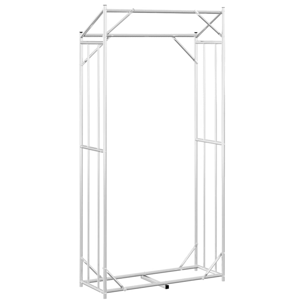 Rack de lenha com tampa de chuva 100x40x200 cm aço galvanizado