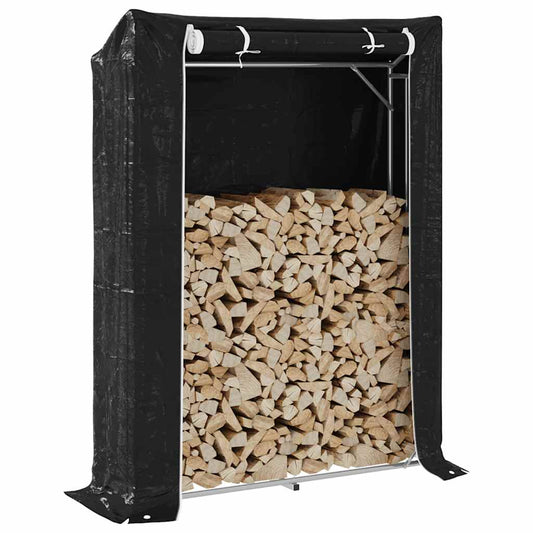 Rack de lenha com tampa de chuva 150x40x200 cm aço galvanizado