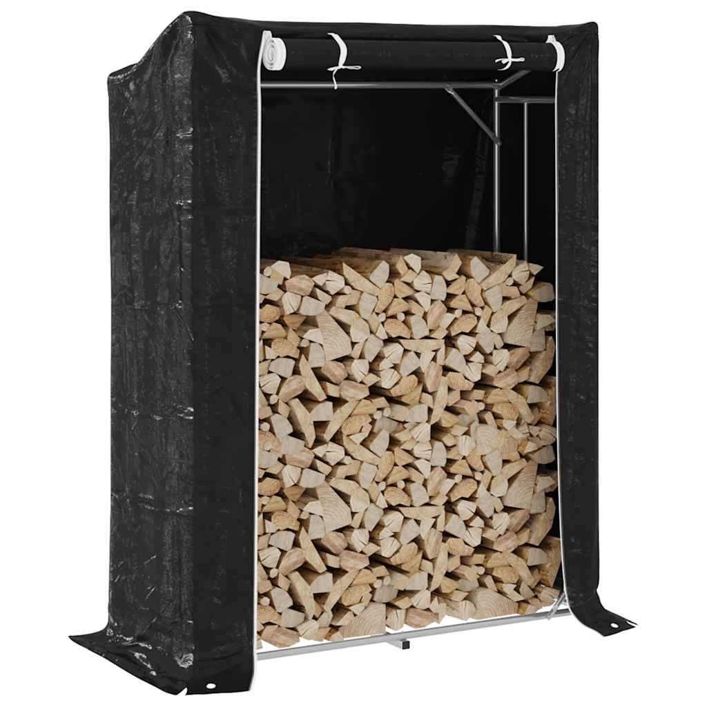 Rack de lenha com tampa de chuva 150x60x200 cm aço galvanizado