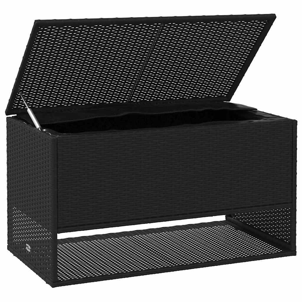 Caixa para almofadões de exterior 100x55x55,5 cm vime PE preto