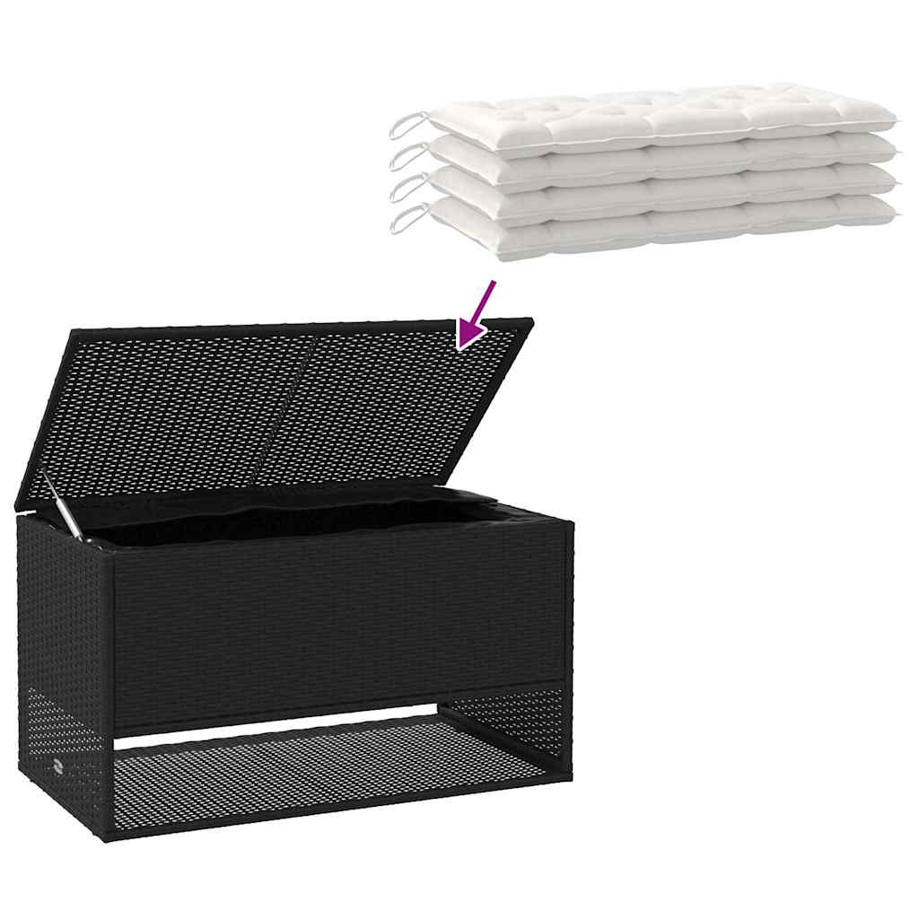 Caixa para almofadões de exterior 100x55x55,5 cm vime PE preto
