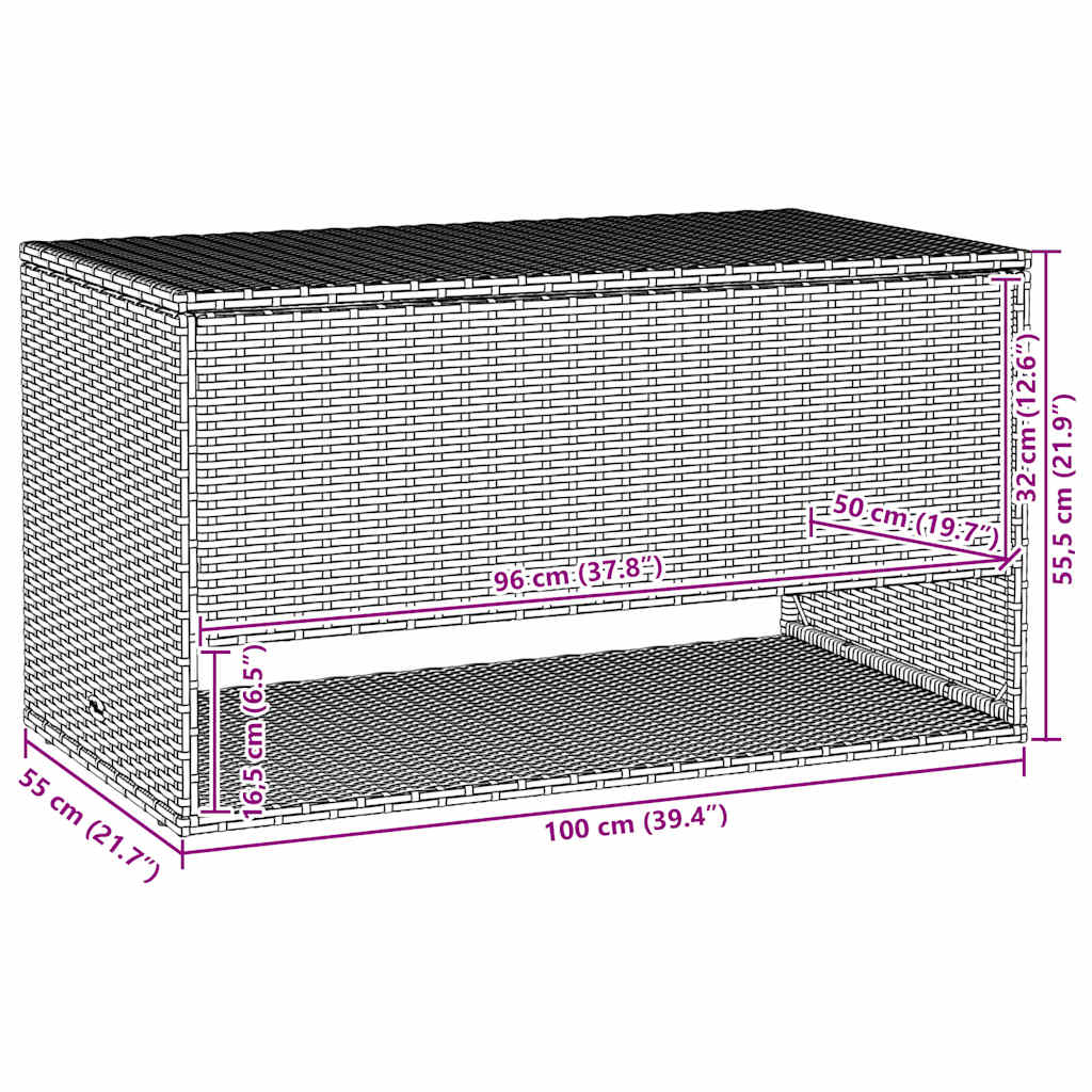 Caixa para almofadões de exterior 100x55x55,5 cm vime PE