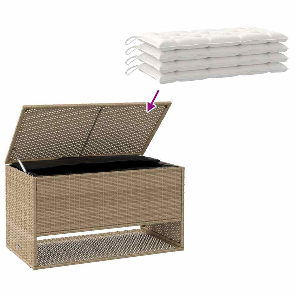 Caixa para almofadões de exterior 100x55x55,5 cm vime PE bege