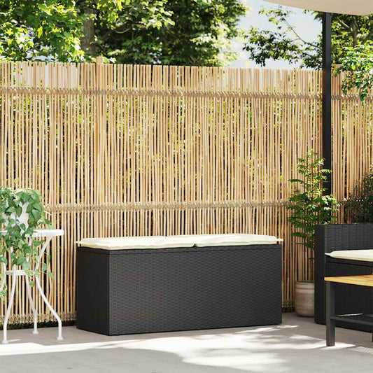 Banco de jardim com almofadão 110x40x44 cm vime PE preto