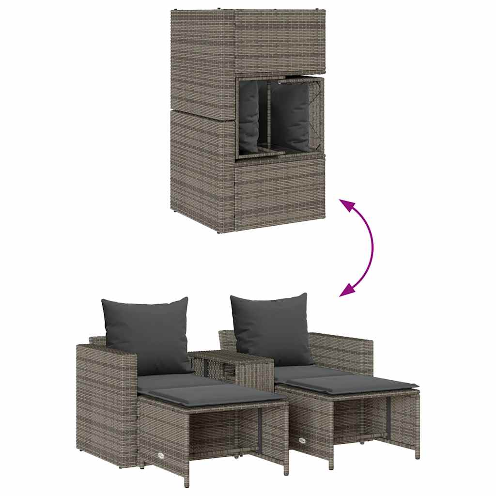 5 pcs conjunto sofás de jardim c/ almofadões empilhável vime PE
