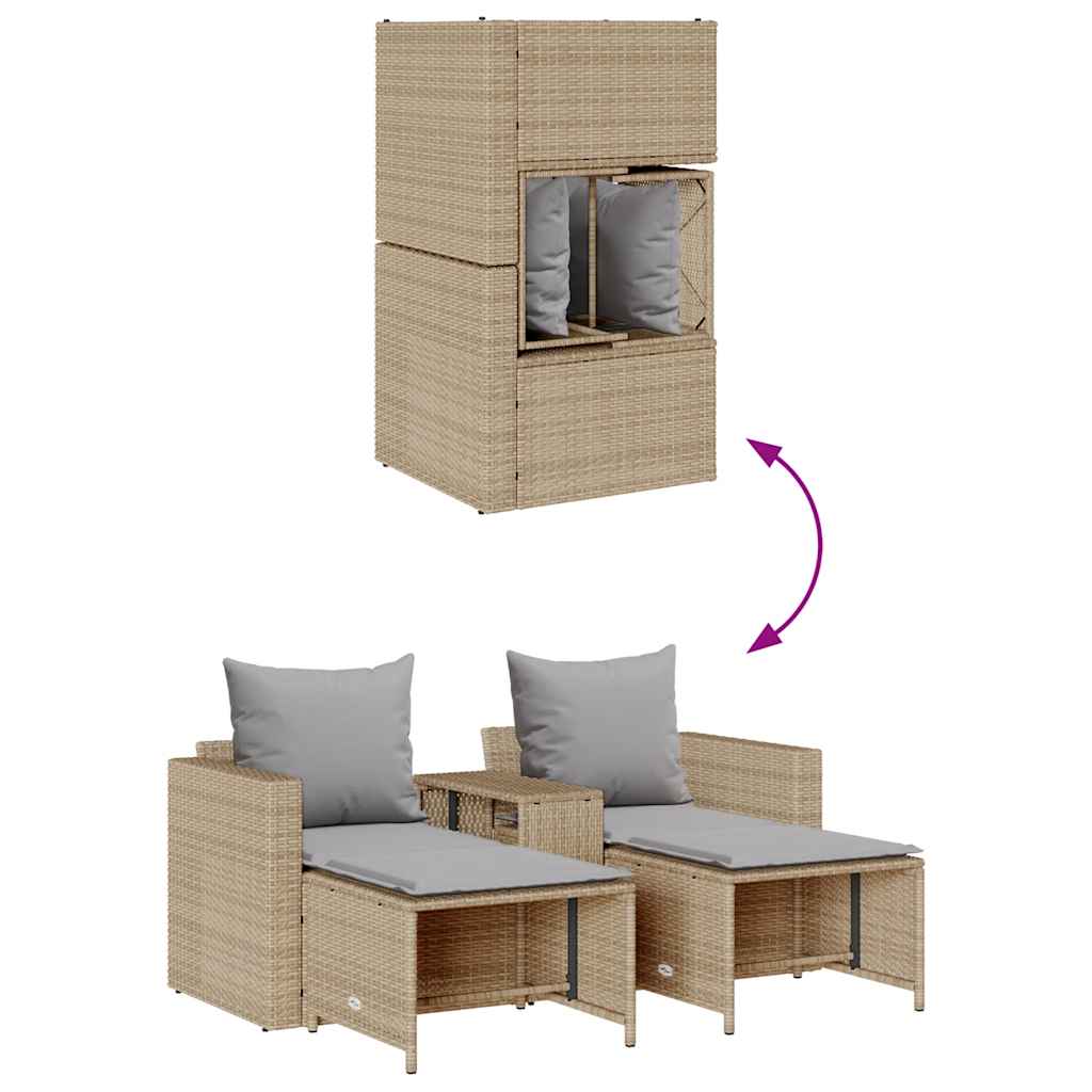 5 pcs conjunto sofás de jardim c/ almofadões empilhável vime PE