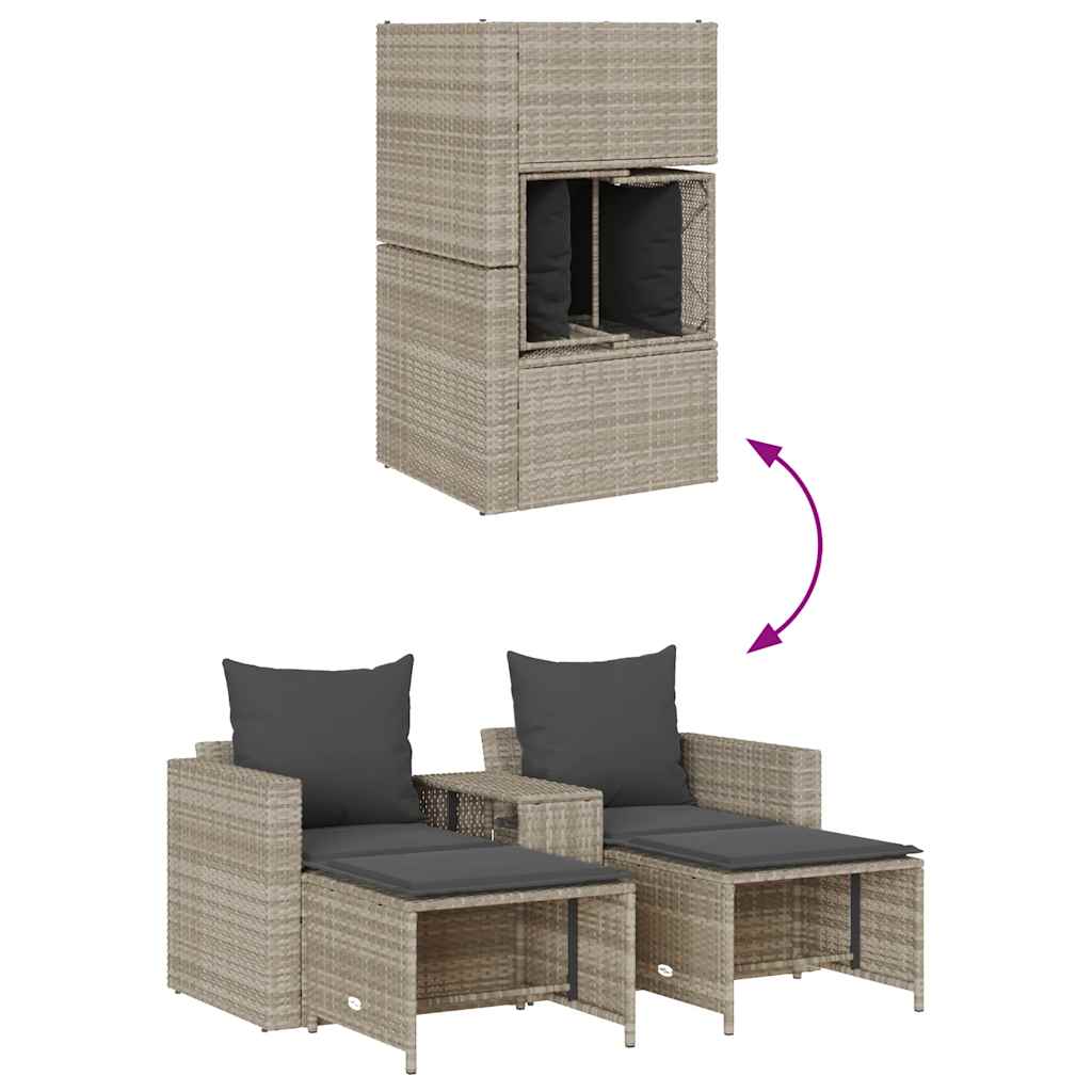 5 pcs conjunto sofás de jardim c/ almofadões empilhável vime PE