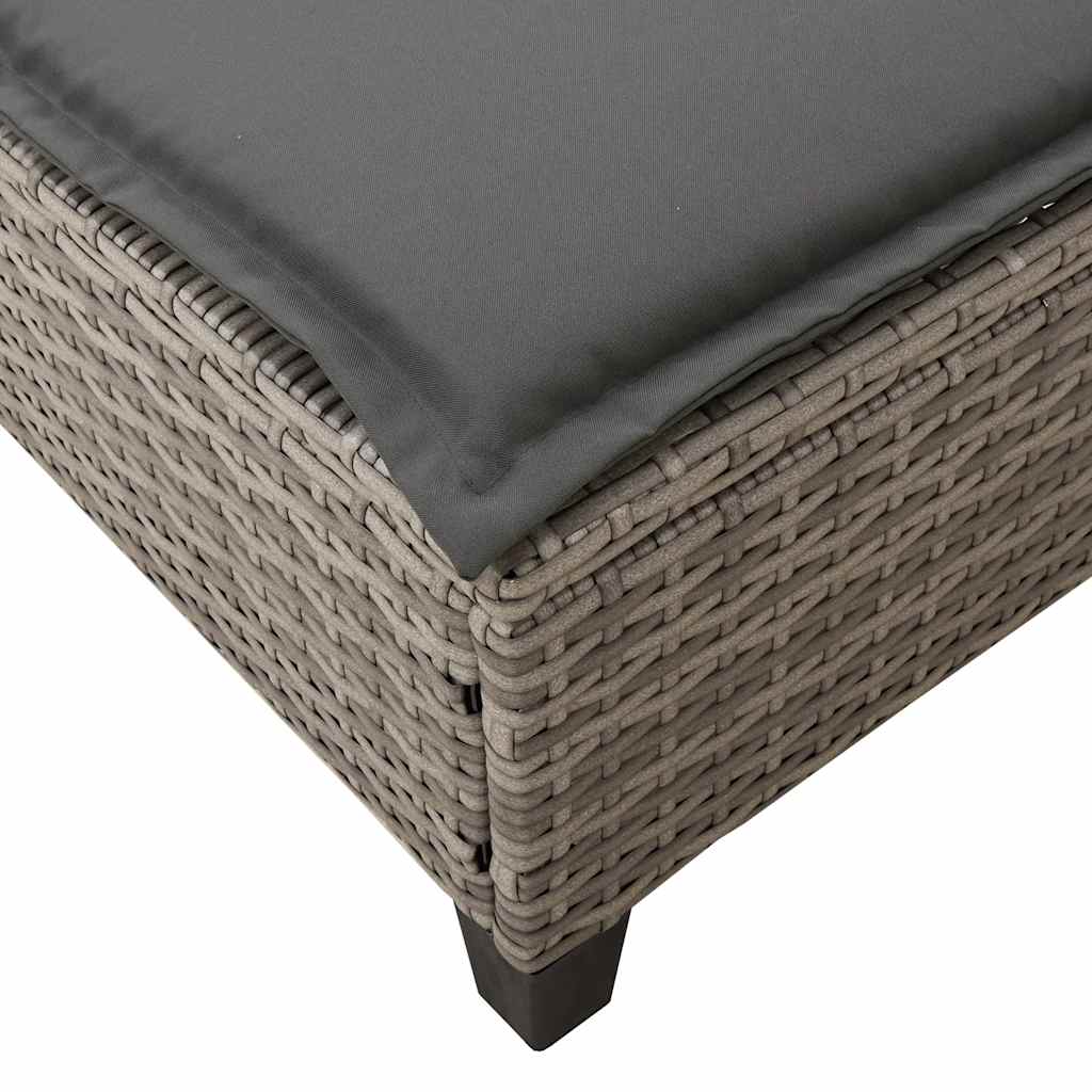 Espreguiçadeira com almofadões 55x200x25,5cm vime PE cinzento