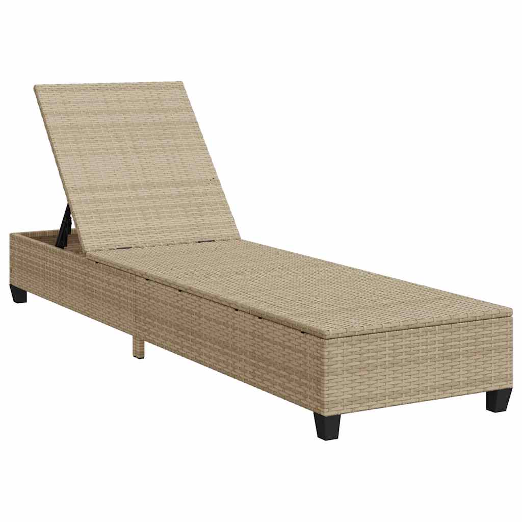 Espreguiçadeira com almofadões 55x200x25,5cm vime PE bege