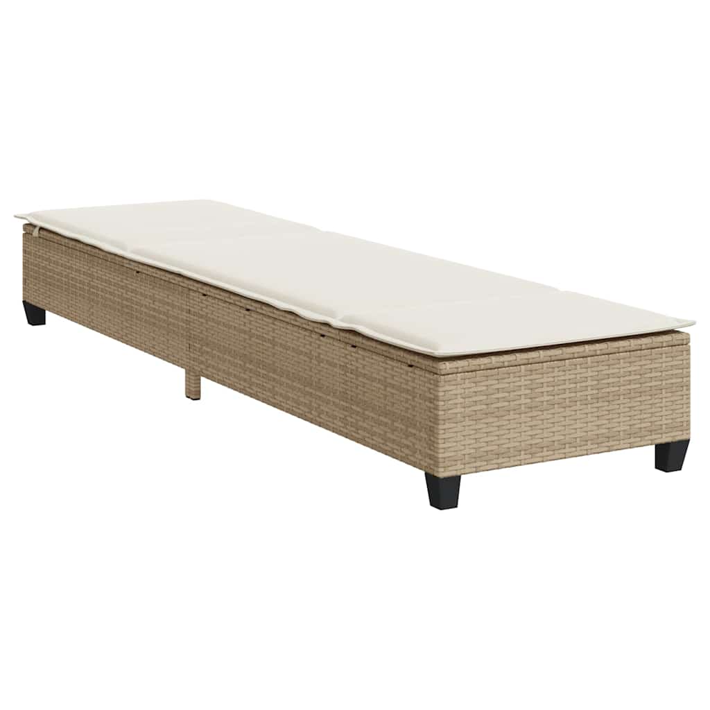 Espreguiçadeira com almofadões 55x200x25,5cm vime PE bege