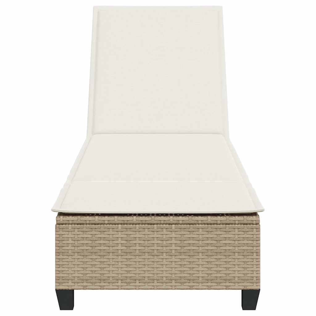 Espreguiçadeira com almofadões 55x200x25,5cm vime PE bege
