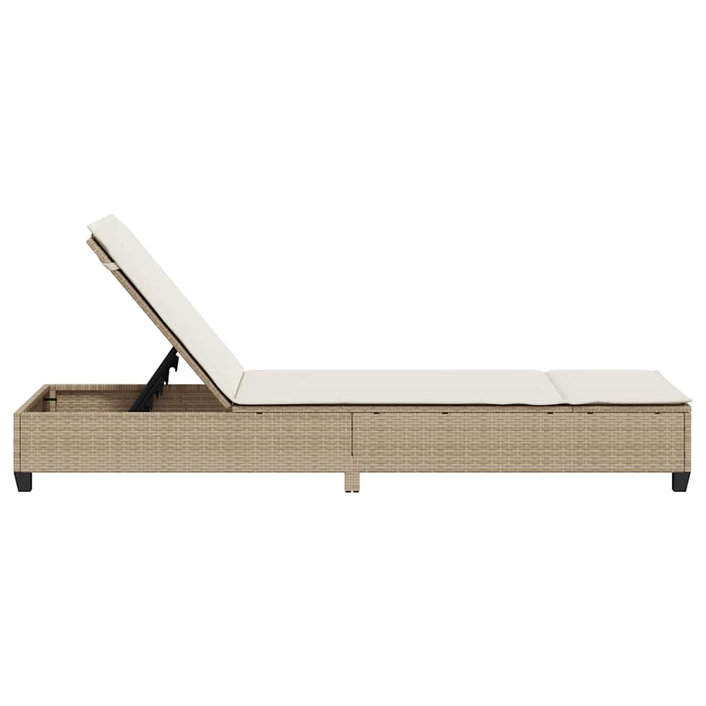 Espreguiçadeira com almofadões 55x200x25,5cm vime PE bege
