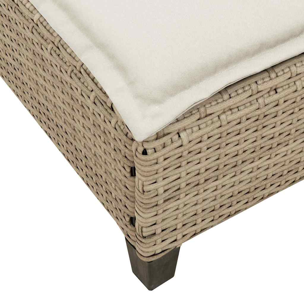 Espreguiçadeira com almofadões 55x200x25,5cm vime PE bege