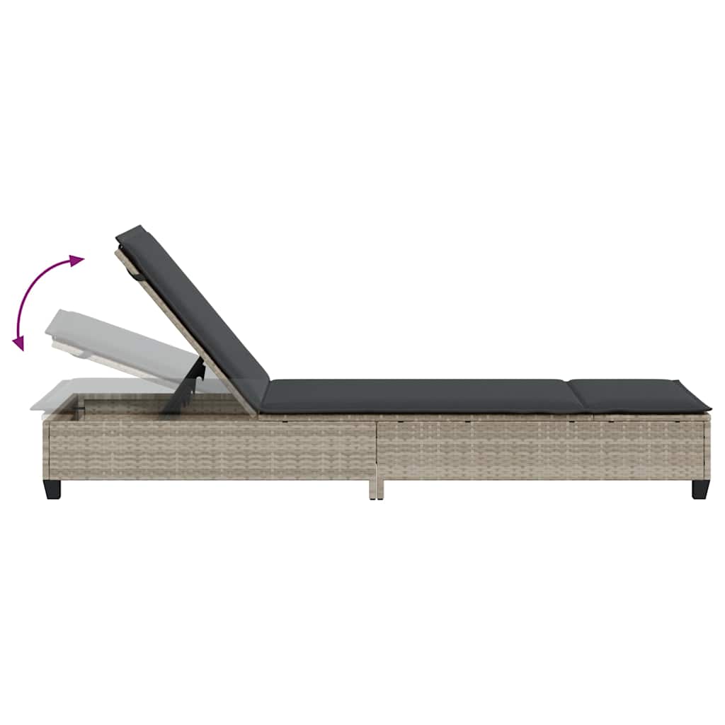 Espreguiçadeira com almofadões 55x200x25,5cm vime PE