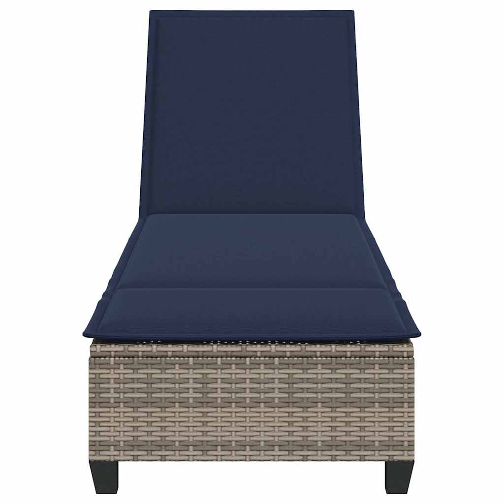 Espreguiçadeira com almofadões 55x200x25,5cm vime PE cinzento