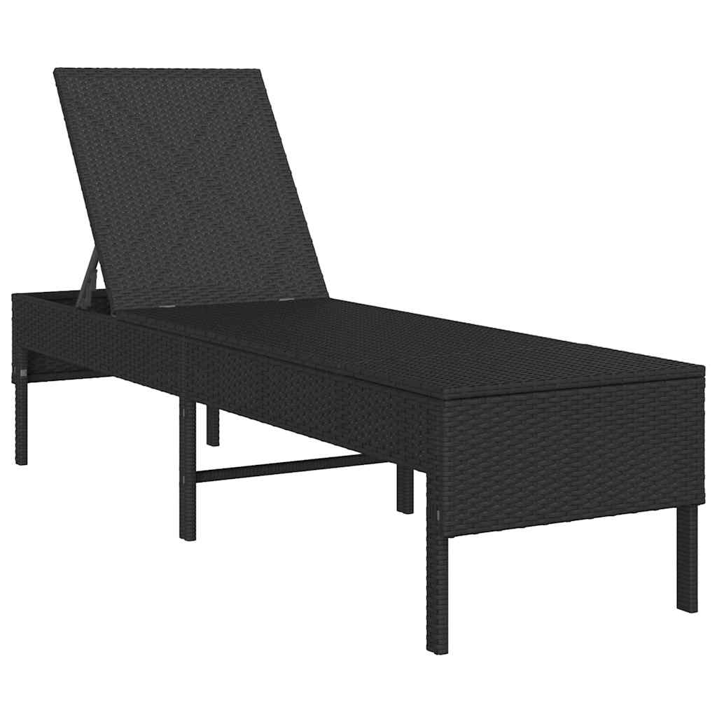 Espreguiçadeira com almofadão 55x200x44 cm vime PE preto