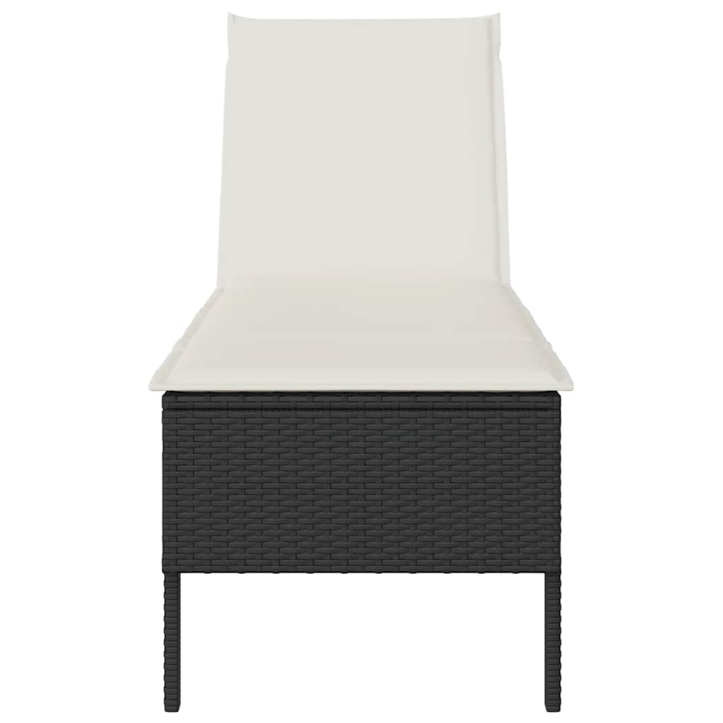 Espreguiçadeira com almofadão 55x200x44 cm vime PE preto