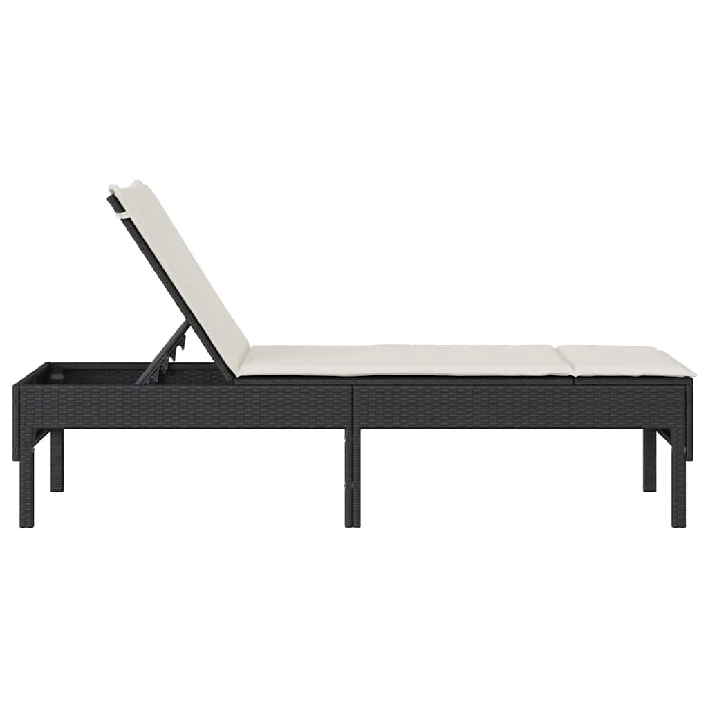 Espreguiçadeira com almofadão 55x200x44 cm vime PE preto
