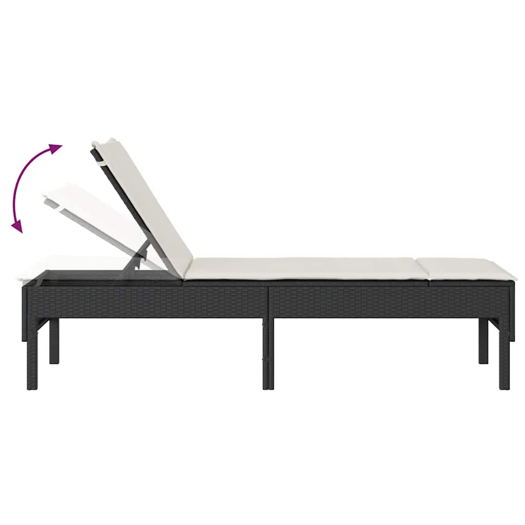 Espreguiçadeira com almofadão 55x200x44 cm vime PE preto