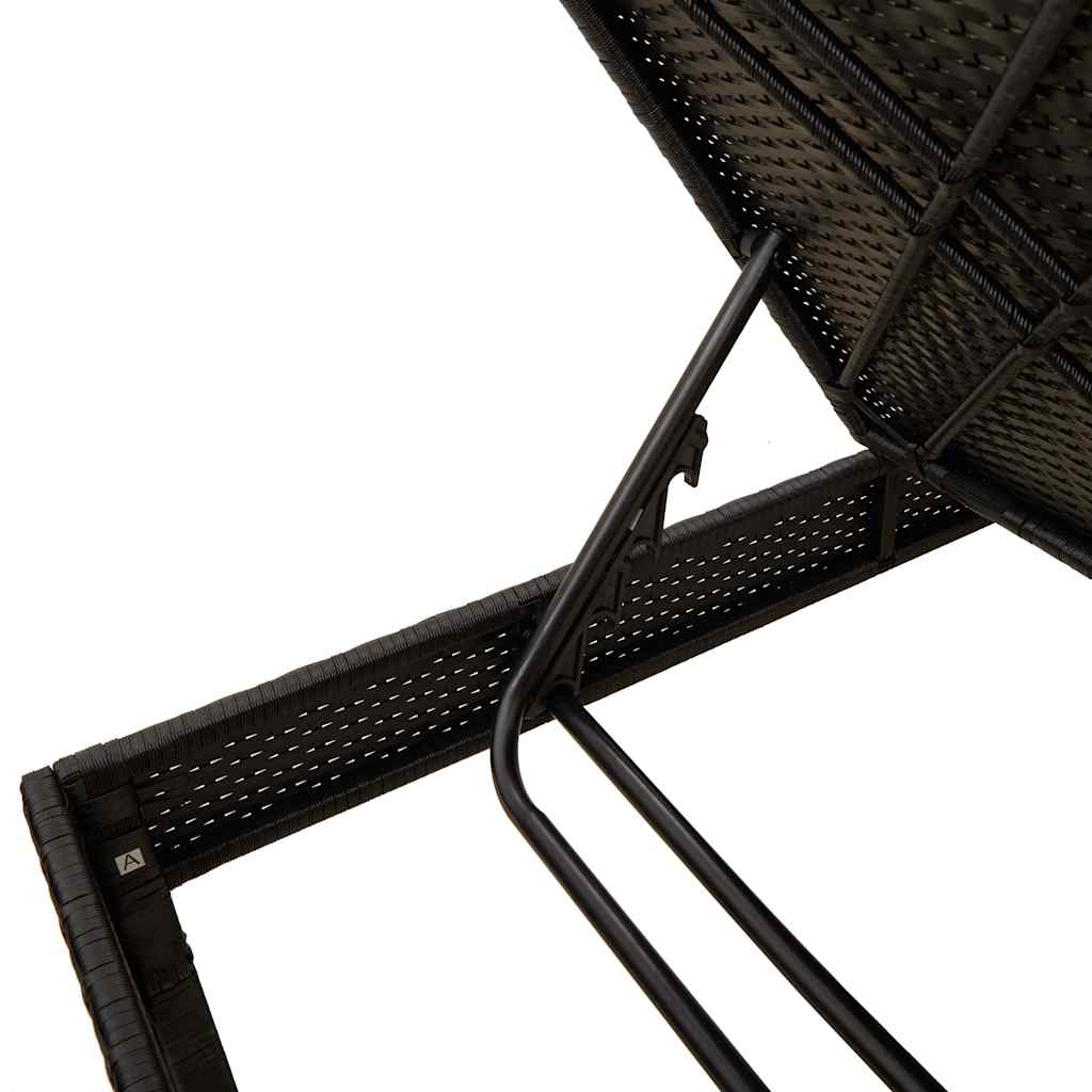 Espreguiçadeira com almofadão 55x200x44 cm vime PE preto