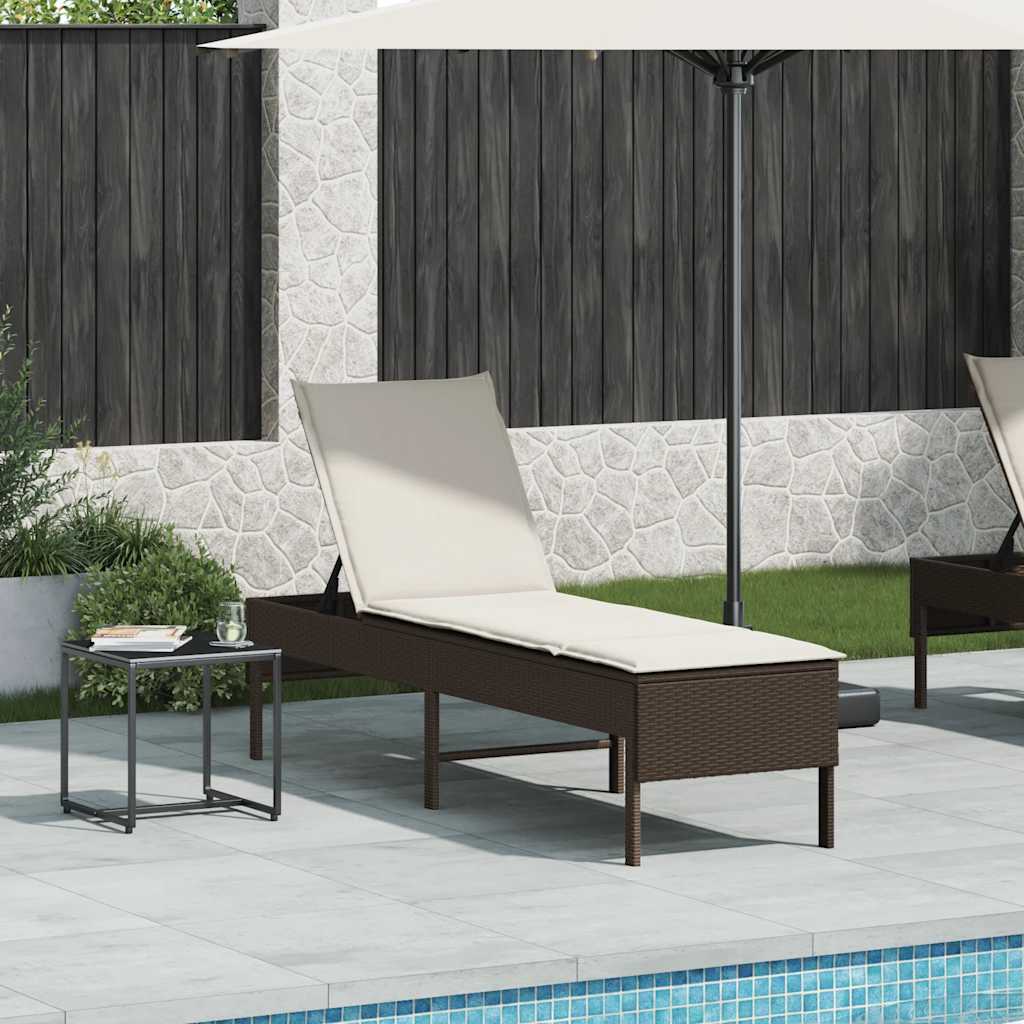 Espreguiçadeira com almofadão 55x200x44cm vime PE castanho