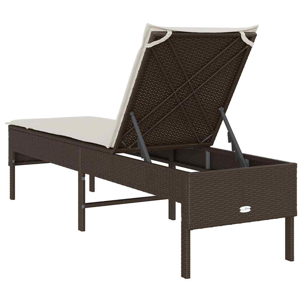 Espreguiçadeira com almofadão 55x200x44cm vime PE castanho