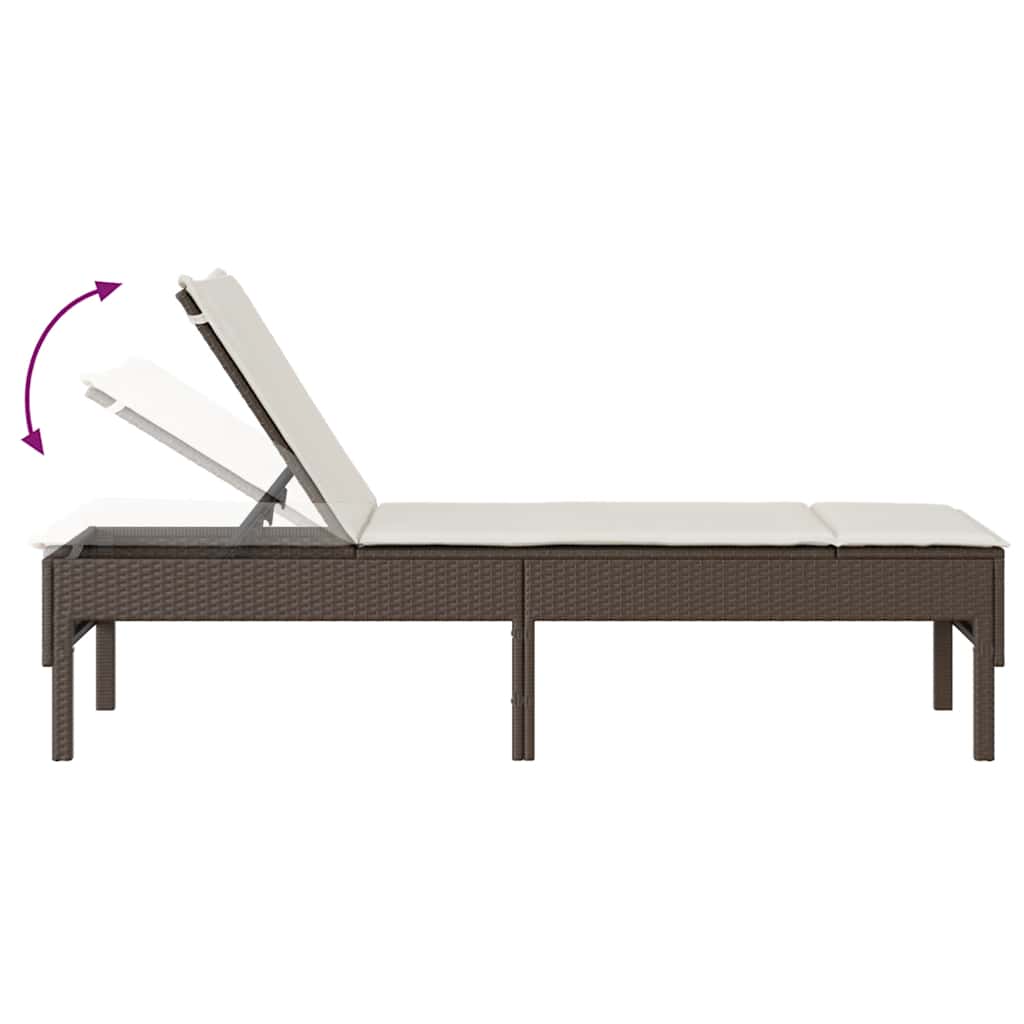 Espreguiçadeira com almofadão 55x200x44cm vime PE castanho