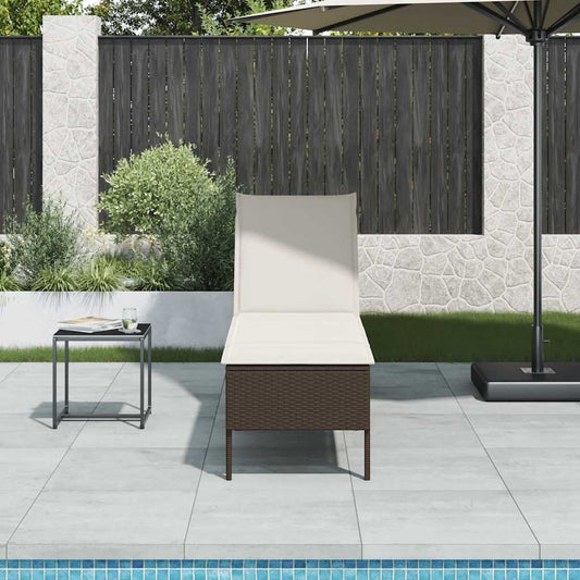 Espreguiçadeira com almofadão 55x200x44cm vime PE castanho